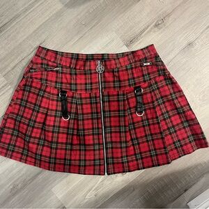 Killstar Dead Beatz Red Plaid Pleated School Gothic Punk Mini Skirt - 4XL - EUC
